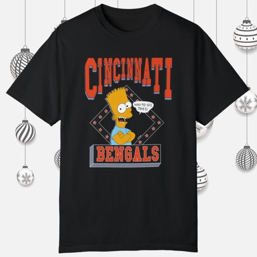 Retro 1990 Bart Simpson Cincinnati Bengals T-Shirt - Picture 1 of 4